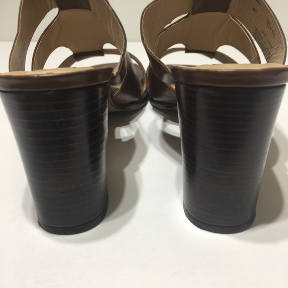 Enzo Angiolini Brown Leather Sandals with Heels 10 - Picture 5 of 8